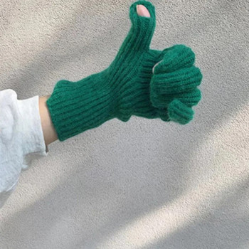 Нови ръкавици със сензорен екран за игра на телефон Дамски зимни удебелени топли плетени еластични ръкавици Пълен пръст Ръкавици за ски на открито Y2K