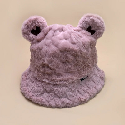 Aranyos kis medvefülek plüss vödörsapkák új női férfi őszi és téli divat puha és kényelmes sokoldalú, meleg napelemes édes