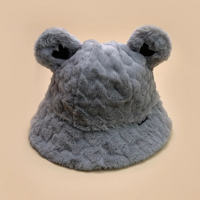 Aranyos kis medvefülek plüss vödörsapkák új női férfi őszi és téli divat puha és kényelmes sokoldalú, meleg napelemes édes
