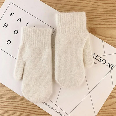 1 par Ženske zimske plišane rukavice za održavanje topline Elastičnost Meke Rukavice s punim prstima Pletene modne rukavice za djevojčice imitacija zečjeg krzna