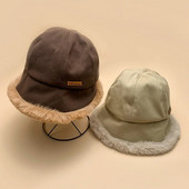 Új meleg divat pamut vödörsapkák női kétoldalas plüss betűs címke őszi és télen sokoldalú elegáns, vastagodó napelem