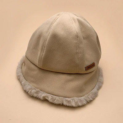 Új meleg divat pamut vödörsapkák női kétoldalas plüss betűs címke őszi és télen sokoldalú elegáns, vastagodó napelem