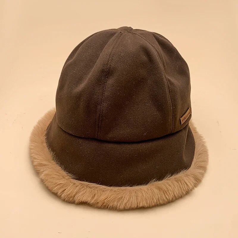Új meleg divat pamut vödörsapkák női kétoldalas plüss betűs címke őszi és télen sokoldalú elegáns, vastagodó napelem