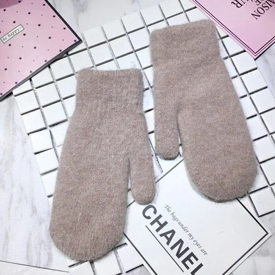 Dvoslojne rukavice od zečje dlake ženske zimske korejske verzije jednobojnih svih prstiju zimske ženske rukavice rukavice za djevojčice