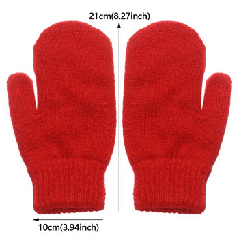 1 двойка двуслойни ръкавици със заешка козина, женски плюшени корейски едноцветни всички пръсти, зимни жени, момичета, меки удебелени топли ръкавици
