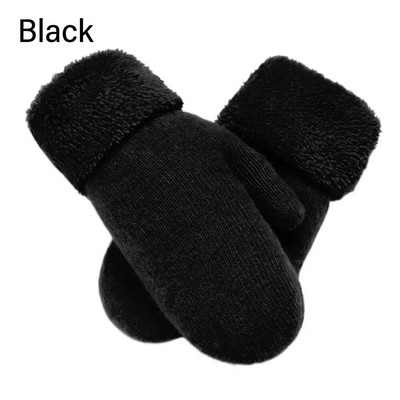 1Pora dvisluoksnės triušio plaukų pirštinės Moteriškos pliušinės korėjietiškos vienspalvės visų pirštų žieminės moteriškos mergaičių minkštos storos šiltos pirštinės