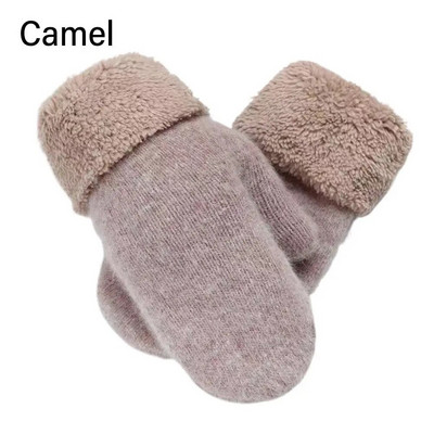 1Pora dvisluoksnės triušio plaukų pirštinės Moteriškos pliušinės korėjietiškos vienspalvės visų pirštų žieminės moteriškos mergaičių minkštos storos šiltos pirštinės