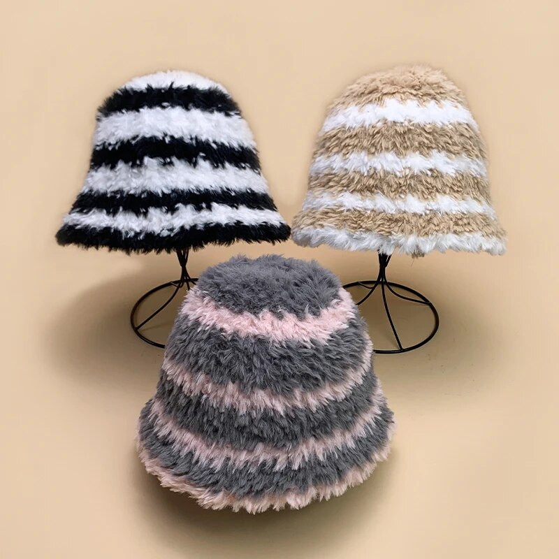 Nove tople modne ženske muške šešire pamučne udobne jesenske i zimske svestrane pruge koje blokiraju boje plišana putna kupola