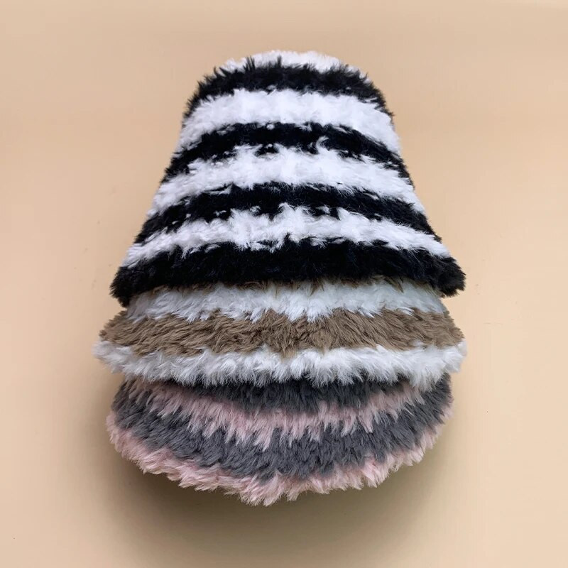 Nove tople modne ženske muške šešire pamučne udobne jesenske i zimske svestrane pruge koje blokiraju boje plišana putna kupola