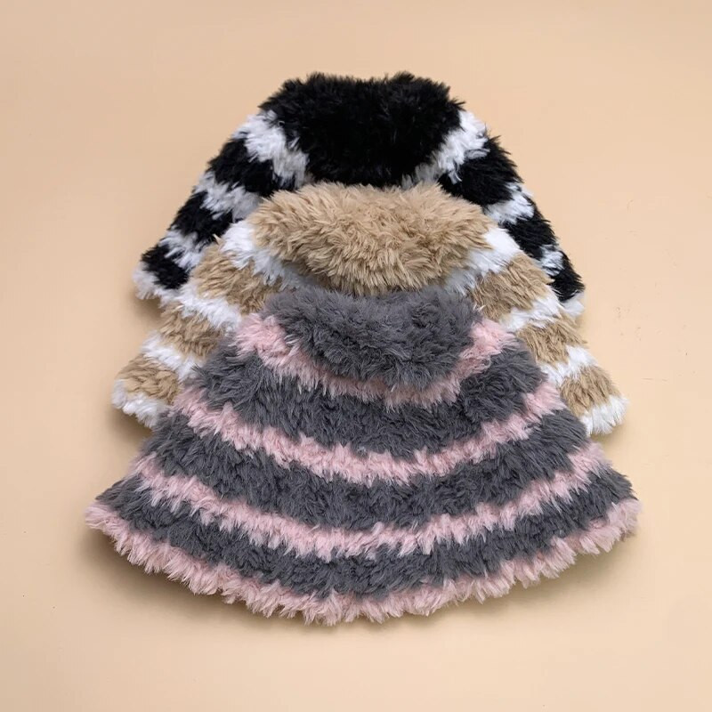 Nove tople modne ženske muške šešire pamučne udobne jesenske i zimske svestrane pruge koje blokiraju boje plišana putna kupola