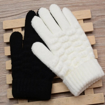 Γυναικείες άντρες Ζεστό χειμωνιάτικο γάντια με οθόνη αφής Stretch πλεκτά γάντια μαλλί Full Finger Guantes Γυναίκα βελονάκι