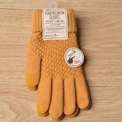 Sievietēm Vīrieši Silti ziemas skārienekrāna cimdi Stretch Knit Cimdi Vilnas Pilns Finger Guantes Sieviešu tamborēšanas cimdi