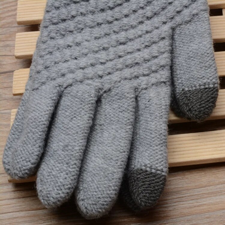 Sievietēm Vīrieši Silti ziemas skārienekrāna cimdi Stretch Knit Cimdi Vilnas Pilns Finger Guantes Sieviešu tamborēšanas cimdi