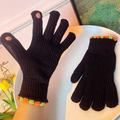 Ziemas cimdi vīriešiem Sievietēm Tīņiem Jauki kaķu un putnu apdrukāti termiski adīti cimdi, vēja necaurlaidīgi ziemas silti dūraiņi, mīksts