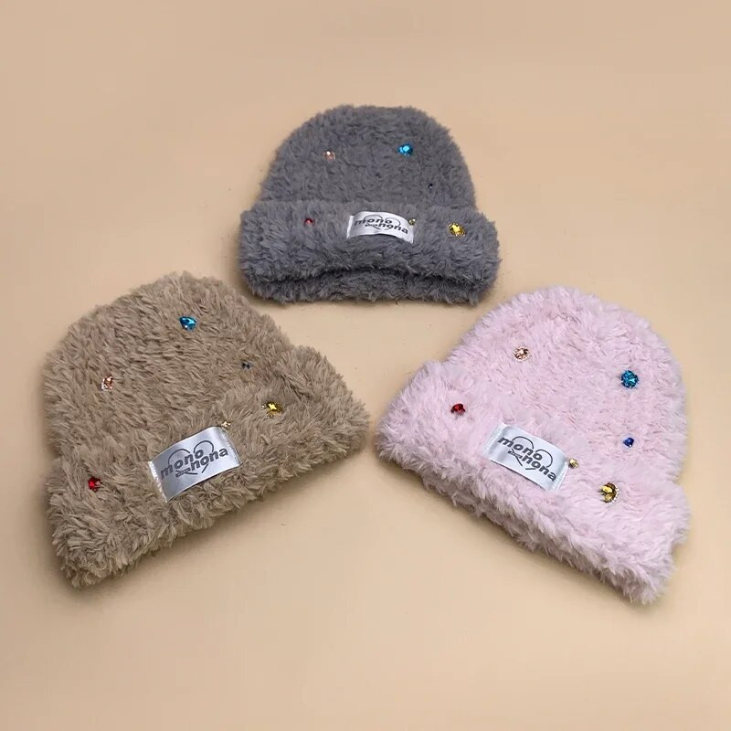 Flash Drill Burtu Vilna Ērtas Daudzpusīgas Trikotāžas Cepures Rudens un Ziemas Jaunas Vīriešu Sievietēm Silta Mode Jauki Vienkāršs Plīša