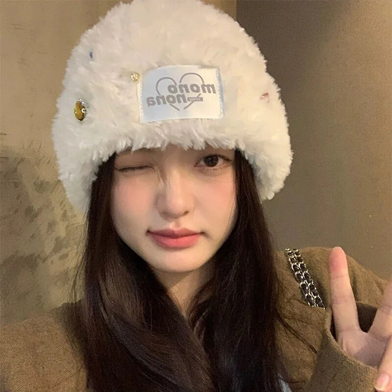 Flash Drill Burtu Vilna Ērtas Daudzpusīgas Trikotāžas Cepures Rudens un Ziemas Jaunas Vīriešu Sievietēm Silta Mode Jauki Vienkāršs Plīša