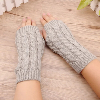 Дамски стилни топли за ръце зимни ръкавици, плетени на една кука ръкавици с ръкавица от изкуствена вълна Топли ръкавици без пръсти, усукан модел, дамски ръкавици