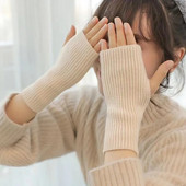 Trumpos pirštinės be pirštų Moteriškos kumštinės pirštinės žiemos šiltesnės megztos rankovės, plonos laisvalaikio minkštos mergaičių gotikos drabužiai Panko stiliaus gotikinės pirštinės