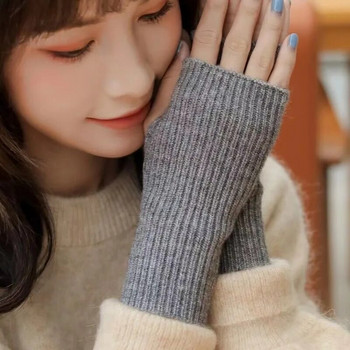 Къси ръкавици без пръсти Дамски ръкавици Зимни топли плетени ръкави с фини ежедневни меки момичешки готически дрехи Пънк готически ръкавици