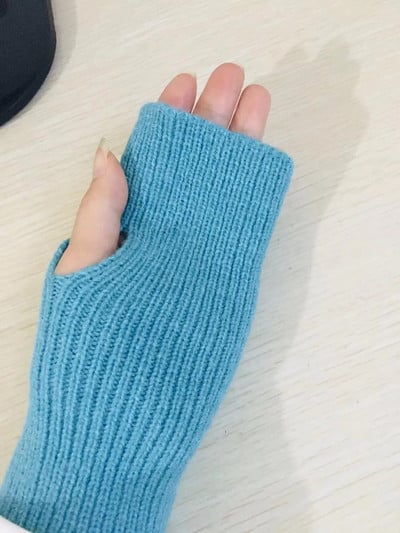 Trumpos pirštinės be pirštų Moteriškos kumštinės pirštinės žiemos šiltesnės megztos rankovės, plonos laisvalaikio minkštos mergaičių gotikos drabužiai Panko stiliaus gotikinės pirštinės
