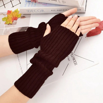 Нови дамски нагреватели за ръце Японски бели черни готически плетени ръкавици Kawaii без пръсти Ръкави за китката на глезена Аниме ръкавици за момичета Harajuku