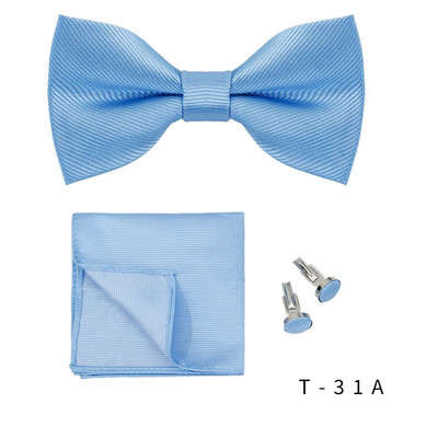 Csokornyakkendő szett 3db egyszínű csokornyakkendő férfiaknak Zseb négyzet alakú ingek Mandzsettagombok Nyak Pillangó Öltöny Vállalkozási Esküvői Dísz nyakkendő