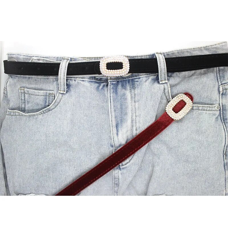 Ženski remen od baršunaste PU kože, modni trend, svestrani dodaci za haljine, gotički retro korzet, uski pojas s kopčom od kamenčića