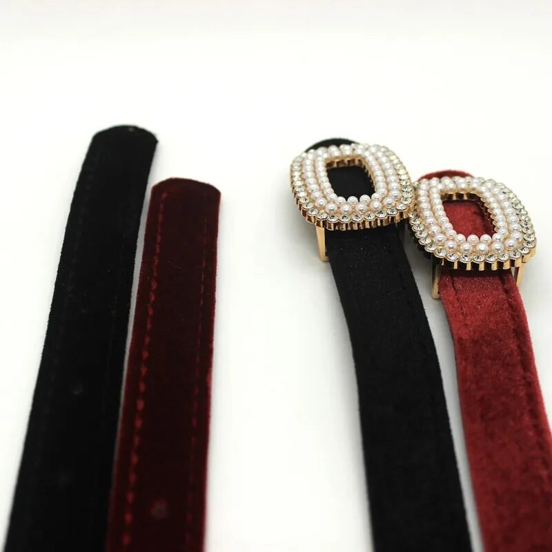 Ženski remen od baršunaste PU kože, modni trend, svestrani dodaci za haljine, gotički retro korzet, uski pojas s kopčom od kamenčića