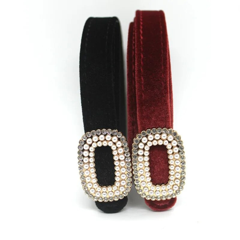 Ženski remen od baršunaste PU kože, modni trend, svestrani dodaci za haljine, gotički retro korzet, uski pojas s kopčom od kamenčića