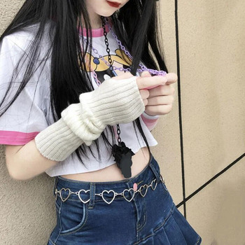 Γυναικεία γάντια χωρίς δάχτυλα Καρπός αγκώνας μακριά γάντια βραχίονα θερμότερο μανίκια πλεκτό Goth Lolita Arm Warmer Anime Cosplay αξεσουάρ
