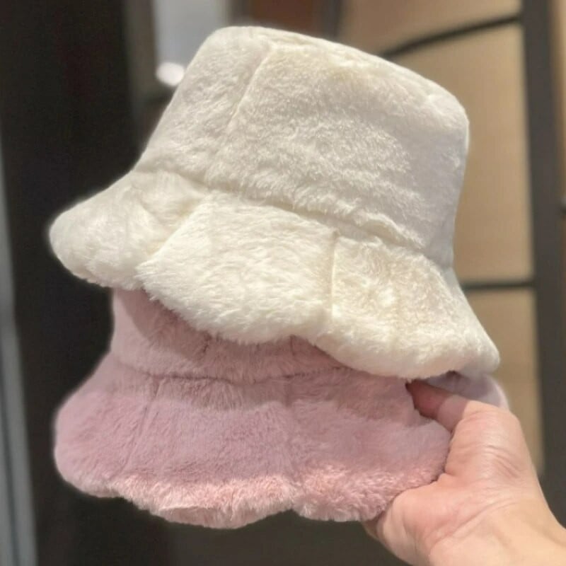 Topla kapa s naborima za žene Ribarske kape od umjetnog krzna od janjeće vune Za djevojke Zimske jednobojne tople kape na otvorenom Kape za sunčanje