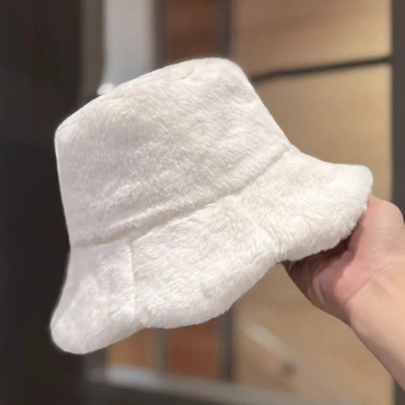 Topla kapa s naborima za žene Ribarske kape od umjetnog krzna od janjeće vune Za djevojke Zimske jednobojne tople kape na otvorenom Kape za sunčanje