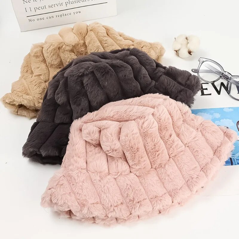 Topla kapa s naborima za žene Ribarske kape od umjetnog krzna od janjeće vune Za djevojke Zimske jednobojne tople kape na otvorenom Kape za sunčanje