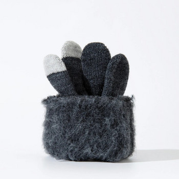 Γάντια χειμερινής οθόνης αφής Wool Plus Velvet πλεκτά γάντια Thicken Γάντια ιππασίας εξωτερικού χώρου για άνδρες Γυναικεία βελονάκι Guantes