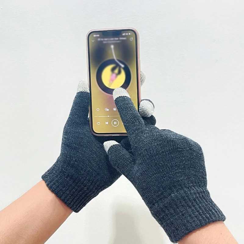 Téli érintőképernyős kesztyűk gyapjú plusz bársony kötött ujjatlan vastag kültéri lovaglás kesztyű férfiaknak női horgolt guantes