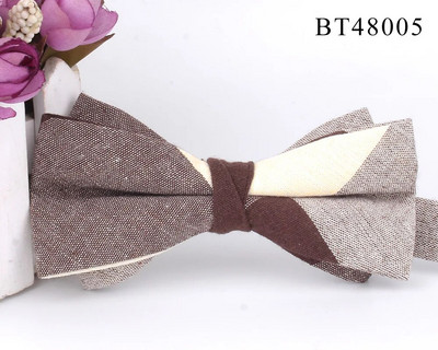 Pamučna leptir-mašna za mladoženje Modna prugasta leptir-mašna Za muškarce Žene Bež smeđa leptir-mašna čvor Karirane leptir-mašne za odrasle Kravata Kumove leptir-mašne