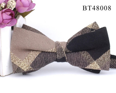 Pamučna leptir-mašna za mladoženje Modna prugasta leptir-mašna Za muškarce Žene Bež smeđa leptir-mašna čvor Karirane leptir-mašne za odrasle Kravata Kumove leptir-mašne