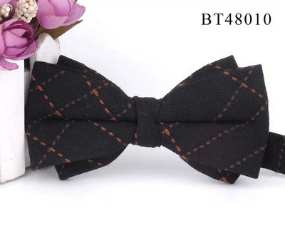 Pamučna leptir-mašna za mladoženje Modna prugasta leptir-mašna Za muškarce Žene Bež smeđa leptir-mašna čvor Karirane leptir-mašne za odrasle Kravata Kumove leptir-mašne