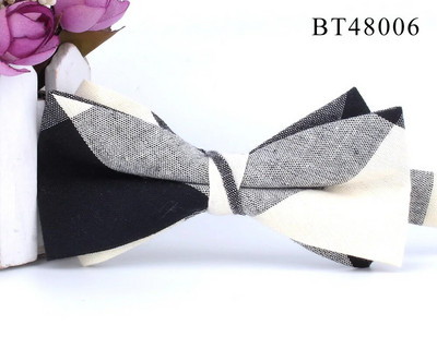 Pamučna leptir-mašna za mladoženje Modna prugasta leptir-mašna Za muškarce Žene Bež smeđa leptir-mašna čvor Karirane leptir-mašne za odrasle Kravata Kumove leptir-mašne