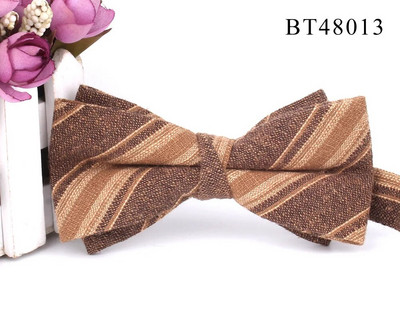 Pamučna leptir-mašna za mladoženje Modna prugasta leptir-mašna Za muškarce Žene Bež smeđa leptir-mašna čvor Karirane leptir-mašne za odrasle Kravata Kumove leptir-mašne