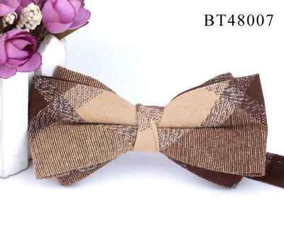 Pamučna leptir-mašna za mladoženje Modna prugasta leptir-mašna Za muškarce Žene Bež smeđa leptir-mašna čvor Karirane leptir-mašne za odrasle Kravata Kumove leptir-mašne