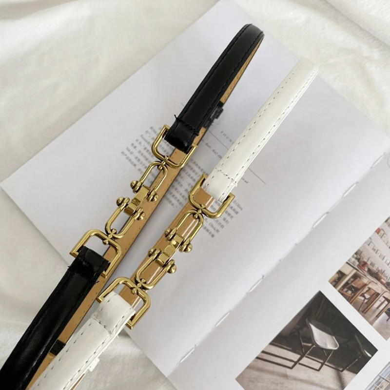 Vienkārša modes plānas pu ādas josta sievietēm, zelta metāla sprādze, regulējama jostasvieta, šaura mēteļa kleita, jostas siksnas