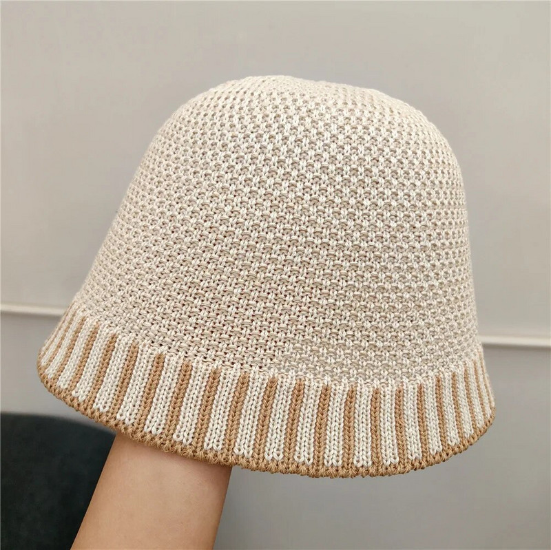 Ženski pleteni šešir Ljetne prugaste kape za sunčanje u boji, Ženski sklopivi Bob šešir Ribarski šešir Putovanje na otvorenom Gorros Panama