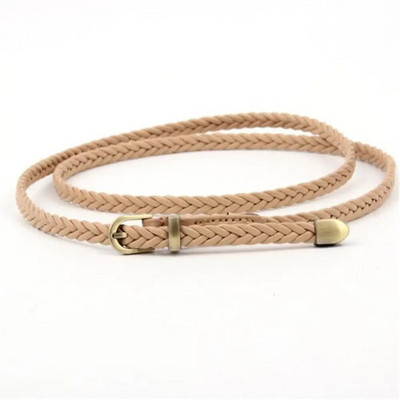 2020. gada modes sieviešu spilgtas pītas ikdienas PU ādas, šaura, plāna sprādzes siksna vidukļa josta, šaura jostasvietas jostas sievietēm