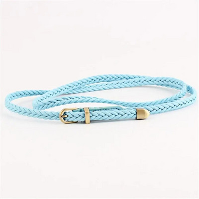 2020. gada modes sieviešu spilgtas pītas ikdienas PU ādas, šaura, plāna sprādzes siksna vidukļa josta, šaura jostasvietas jostas sievietēm