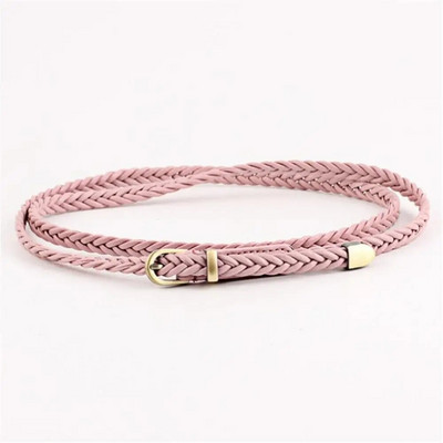 2020. gada modes sieviešu spilgtas pītas ikdienas PU ādas, šaura, plāna sprādzes siksna vidukļa josta, šaura jostasvietas jostas sievietēm