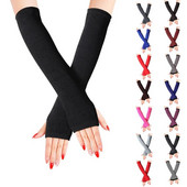 Talvine naiste kätesoojendaja sõrmedeta pikad kindad kootud triibulised soojad labakindad kaitsekäesoojendaja poolsõrmega varrukad