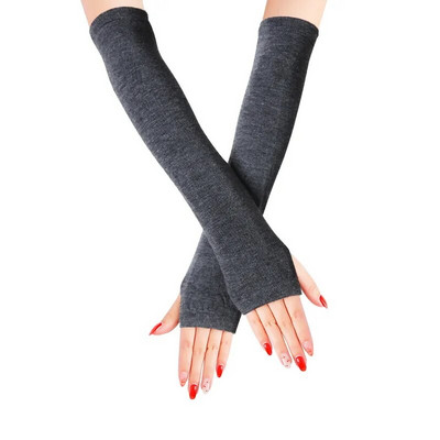 Talvine naiste kätesoojendaja sõrmedeta pikad kindad kootud triibulised soojad labakindad kaitsekäesoojendaja poolsõrmega varrukad