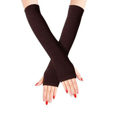 Talvine naiste kätesoojendaja sõrmedeta pikad kindad kootud triibulised soojad labakindad kaitsekäesoojendaja poolsõrmega varrukad