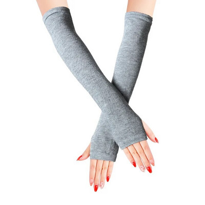 Talvine naiste kätesoojendaja sõrmedeta pikad kindad kootud triibulised soojad labakindad kaitsekäesoojendaja poolsõrmega varrukad